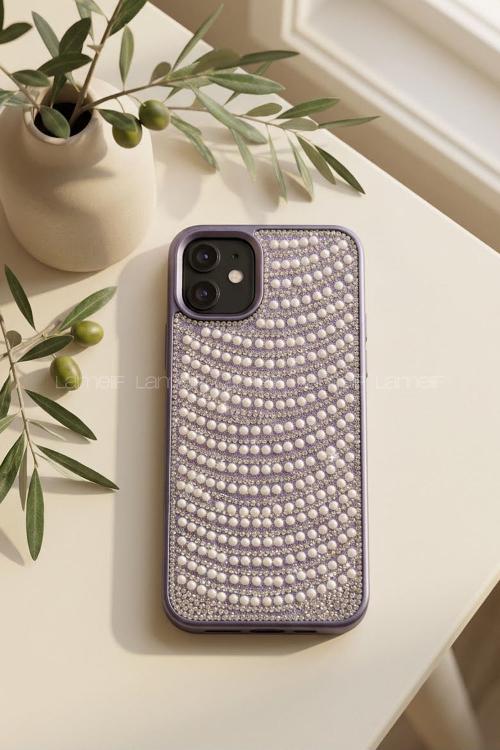 Lamelif iPhone 11 İnci ve Kristal Işıltısı Telefon Kılıfı