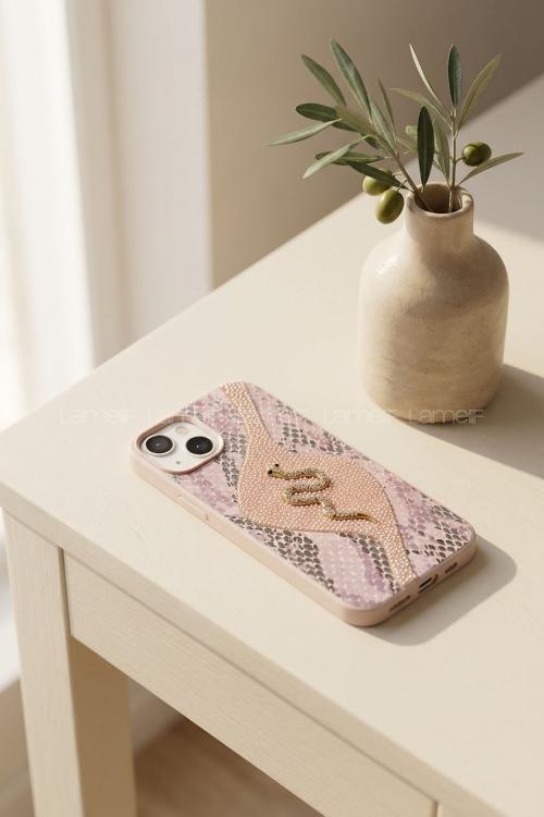 Lamelif iPhone 13/14 Altın Yılan Figürlü  Telefon Kılıfı