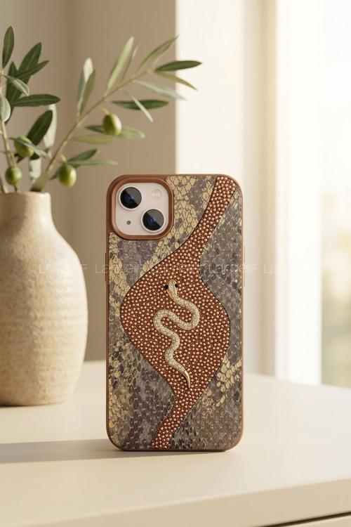 Lamelif iPhone 13/14 Altın Yılan Figürlü  Telefon Kılıfı