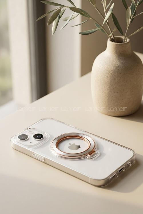 Lamelif İphone 13/14 Şeffaf Standlı Telefon Kılıfı