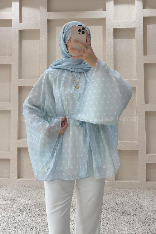 Baby Blue Neckband Cotton Tunic