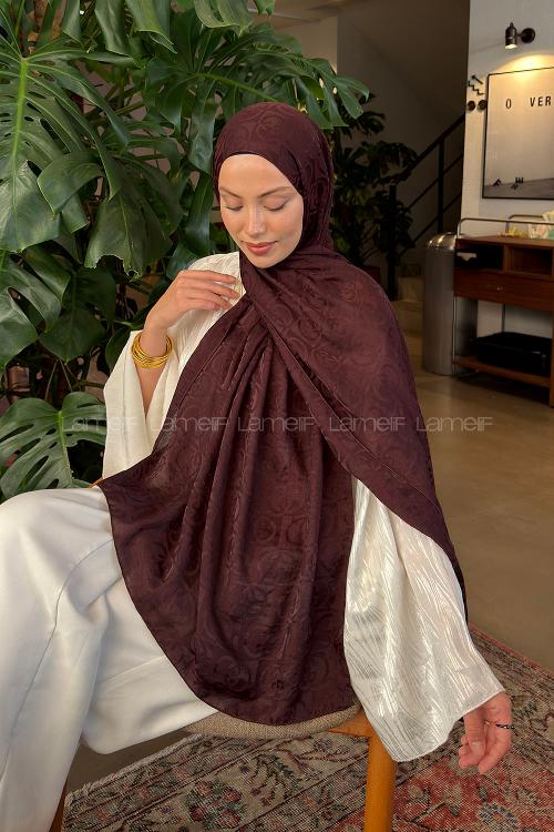 Koyu Bordo Cotton Fabric Printed Shawl