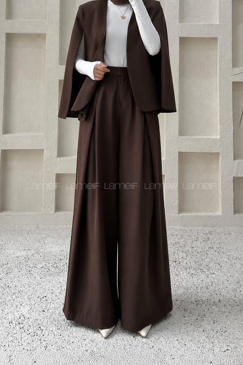 Bitter Brown Cotton High Waist Comfortable Pants