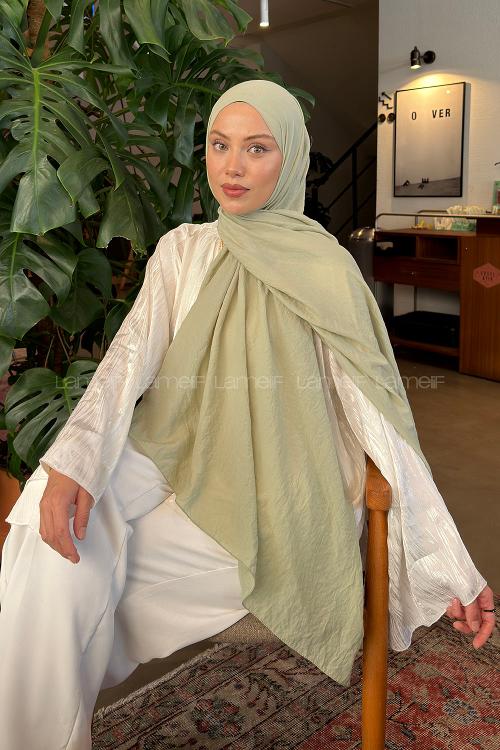 Acik Yesil Cotton Straight Shawl