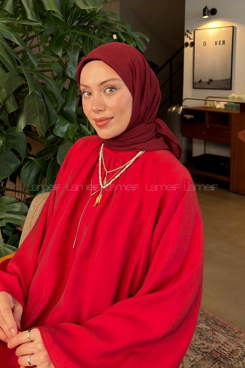 Lamelif Organik Premium Eşarp Bordo