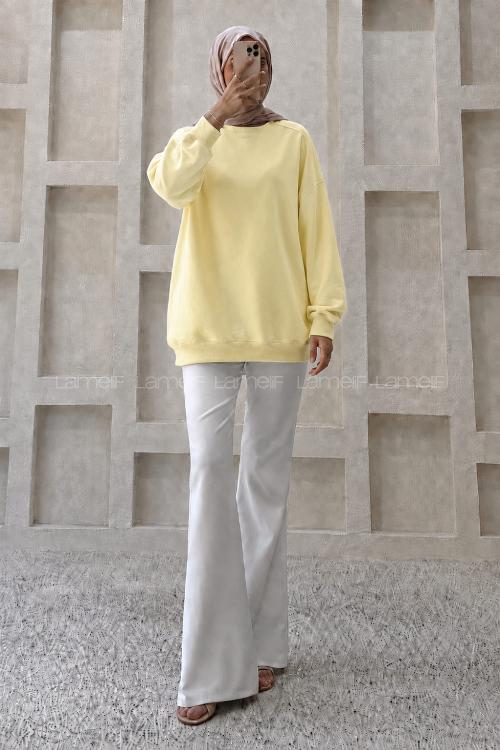 Lamelif Oversize Sweatshirt Sarı