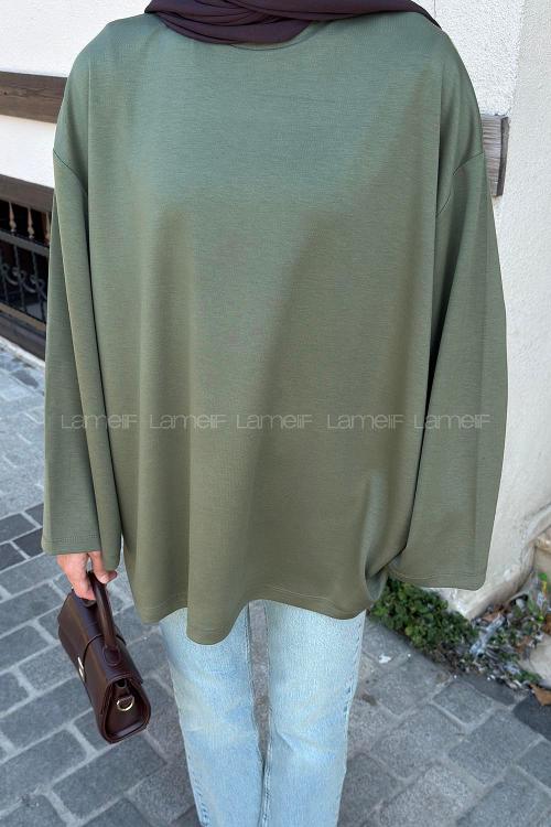 Lamelif Oysho Modal Basic Tunik  Haki