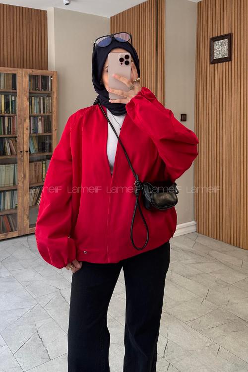 Lamelif Fleto Cep Astarlı Ceket Kırmızı
