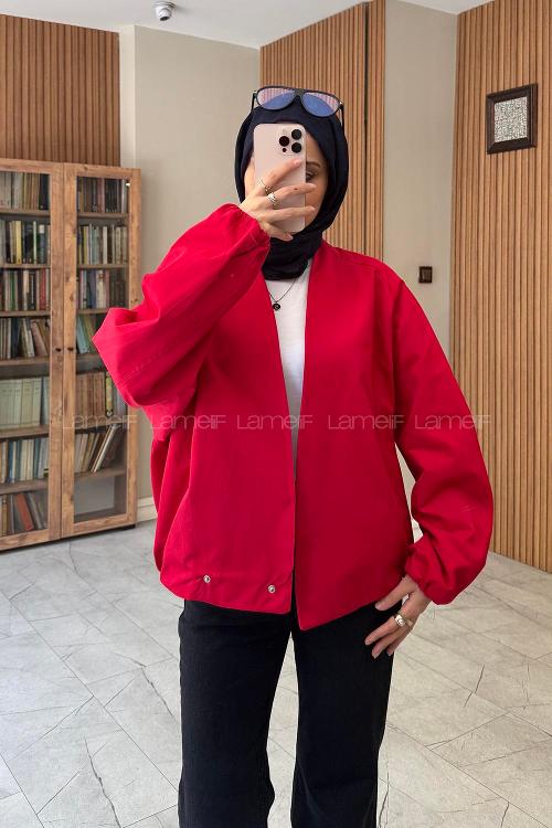 Lamelif Fleto Cep Astarlı Ceket Kırmızı