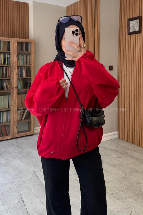 Lamelif Fleto Cep Astarlı Ceket Kırmızı