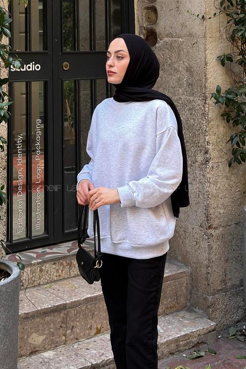 Lamelif Oversize Sweatshirt Gri