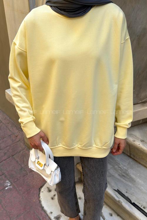 Lamelif Oversize Sweatshirt Sarı