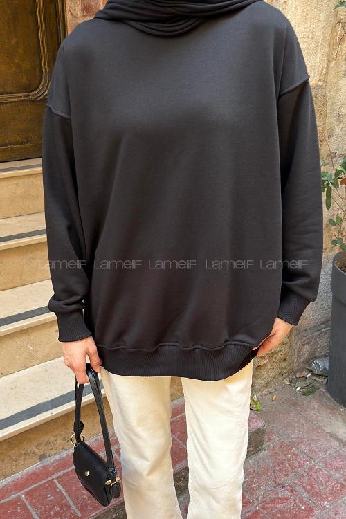 Lamelif Oversize Sweatshirt Siyah