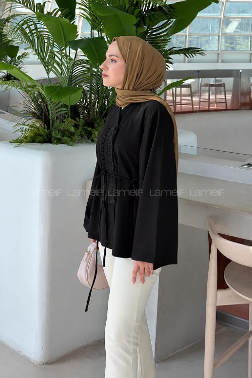 Black V Neck Viscose Unprinted Tunic