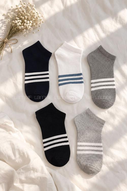 Lamelif 5li Çizgili Çorap