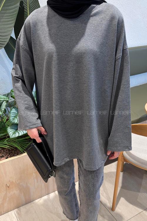 Lamelif Oversize İki İplik Sweat Antrasit