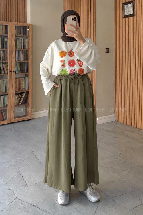 Khaki Oysho High Waist Pants