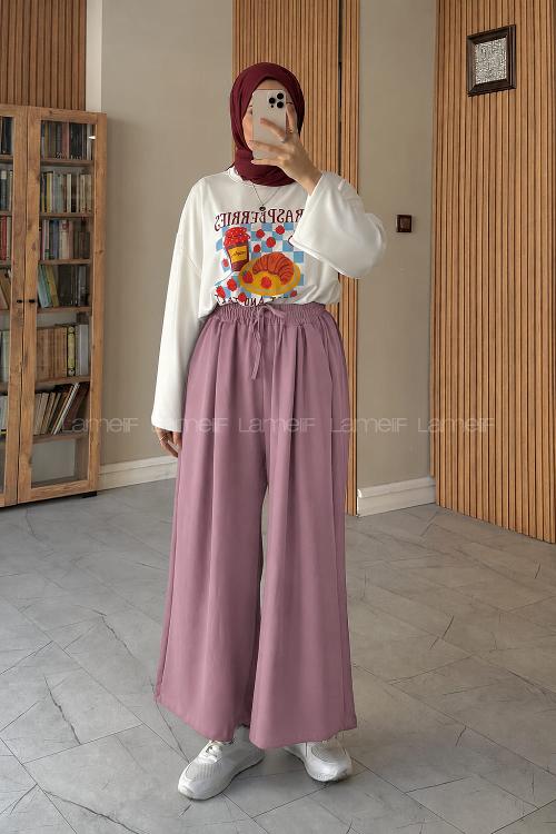 Lamelif Oysho Kumaş Pantolon Etek Gül Rengi
