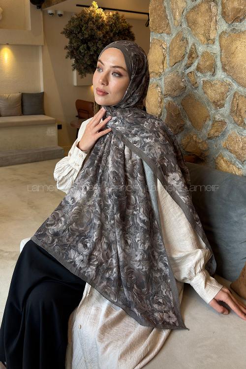 Lamelif Rose Garden Desen Bambu Şal Toprak