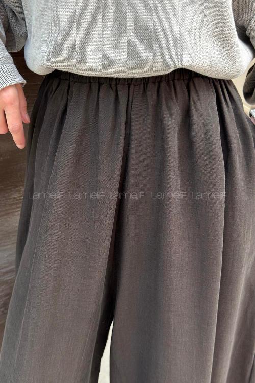 Lamelif Salaş Kesim Pantolon Koyu Kahve