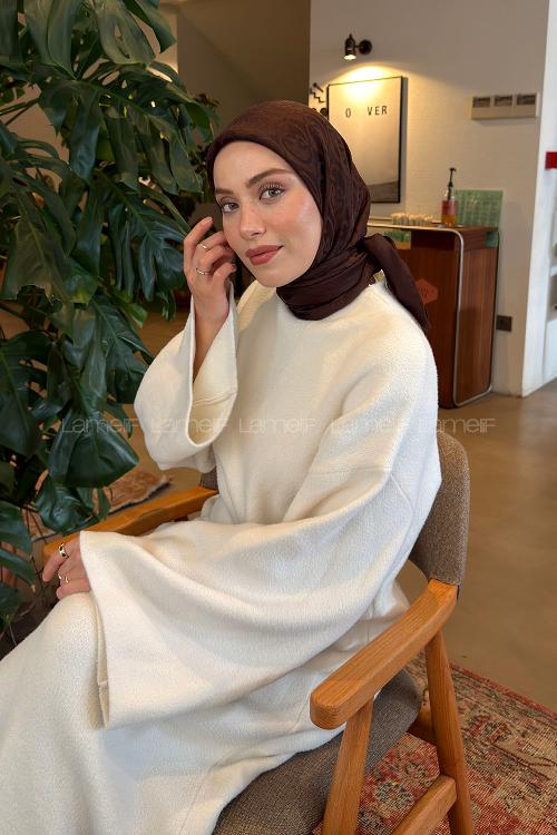 Lamelif GG Desen Ayrobin Floş Jakar Eşarp Acı Kahve