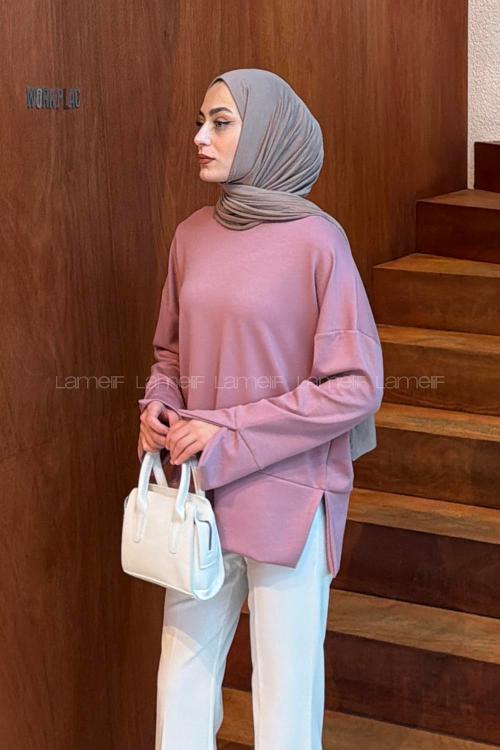 Lamelif Yırtmaç Detaylı Oysho Sweat Gül Rengi