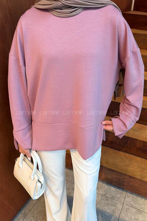 Lamelif Yırtmaç Detaylı Oysho Sweat Gül Rengi