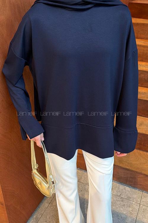 Lamelif Yırtmaç Detaylı Oysho Sweat Lacivert
