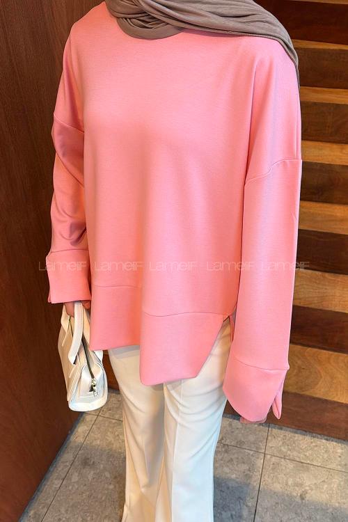 Lamelif Yırtmaç Detaylı Oysho Sweat Pembe