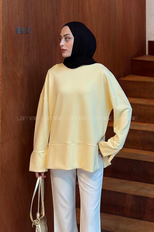 Lamelif Yırtmaç Detaylı Oysho Sweat Sarı
