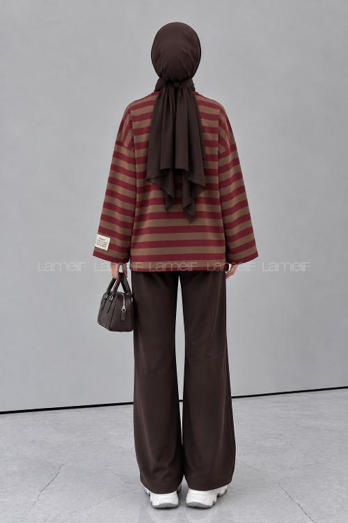Brown Crew Neck Long Arm Printed Sweatshirt
