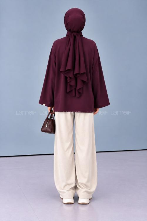Lamelif Oversize Basic Sweatshirt Mürdüm