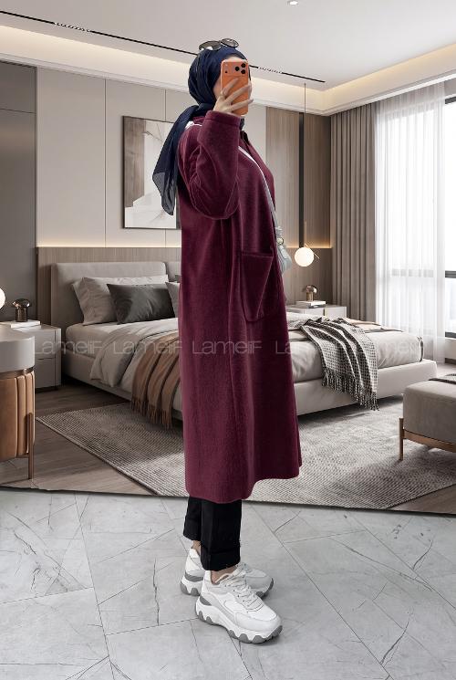Claret Red Peter Pan Collar Long Arm Cotton Jacket