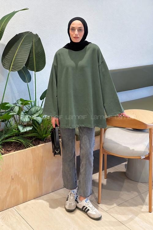 Khaki Crew Neck Long Arm Sweatshirt