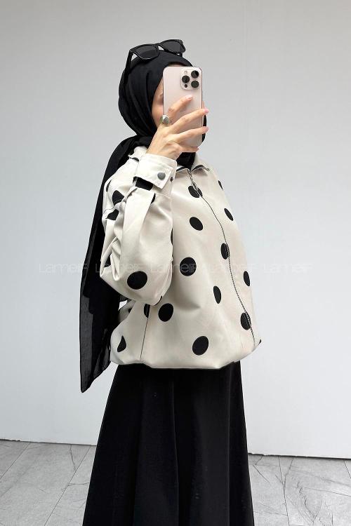 Stone Zippered Neck Long Arm Jacket