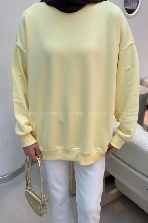 Lamelif Oversize Sweatshirt Sarı