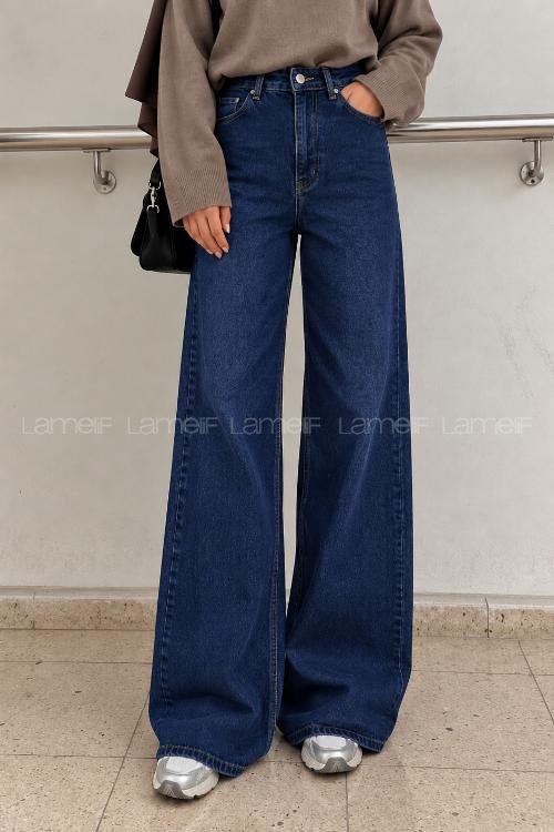 Dark Blue Denim Low Waisted Denim Pants