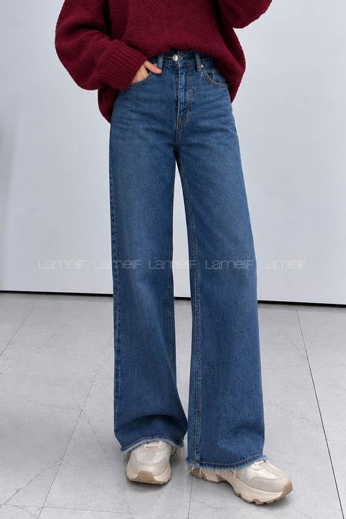 Blue-1 Denim Normal Waist Denim Pants