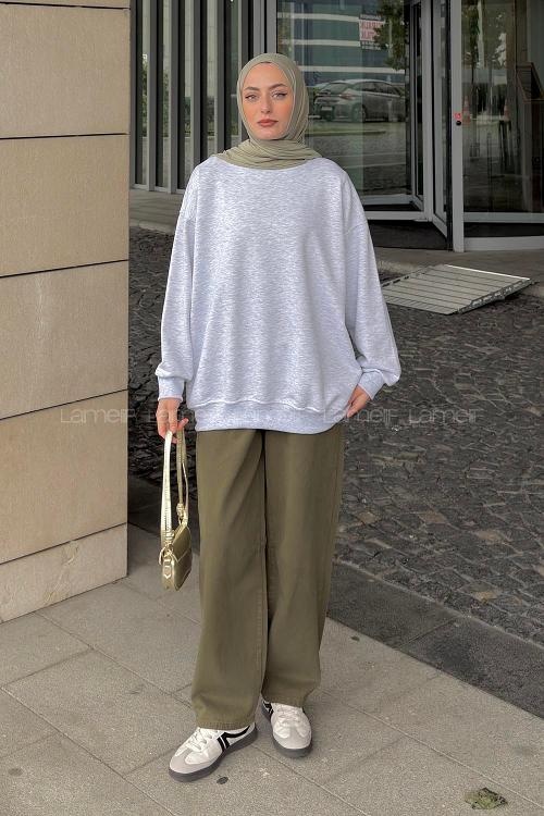 Lamelif Oversize Sweatshirt Gri