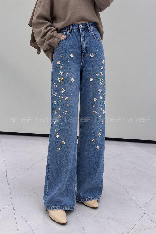 Denim Blue Denim High Waist Denim Pants
